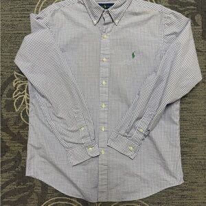 Ralph Lauren Men's Purple and White Checkered Shirt